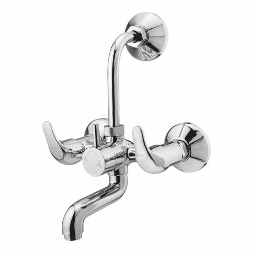 Wall Mixer with Provision for Overhead Shower with L-Bend Pipe Chrome